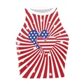 Women's Independence Day crop top with red stripes and flag heart prints - S / Heart Flag Radial Pattern (GA123-1121)