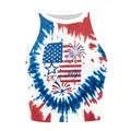 Women's Independence Day crop top with red, white and blue tie-dye and July 4th print - S / Independence Day Tie-Dye Fireworks (GA123-1122)