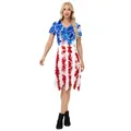Women's Independence Day dress featuring American flag stars and irregular striped hem - S / Tie-Dye Star Stripe Style (B323-1018-1020)