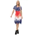 Independence Day short sleeve dress with US flag print and irregular hem design - S / Artistic Distressed Flag Style (B323-1018-1021)