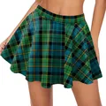 Minifalda plisada a cuadros verdes del Día de San Patricio para mujer corte en A - S / Falda Plisada de Cuadros Verde Azul (CG022-1001)
