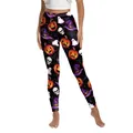 Leggings d'Halloween taille haute pour femmes avec motifs crânes et citrouilles - Style Chapeau de Sorcière Citrouille (XG013-1026)
