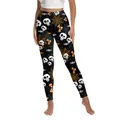 2025 Halloween yoga leggings with pumpkin skull print and high waist compression fit - S / Black Skull Candy Style (XG013-1020)