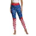 Damen-Leggings mit USA-Flaggenmuster, Sternen und Glitzereffekt für Fitness - S / Stars Stripes Schleife Stil (XG013-1007)