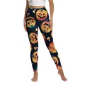 Women's Halloween high waist leggings with pumpkin and spider web digital print - S / Pumpkin Candy Style (XG013-1023)