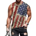 Men's tank top with vintage American flag print and casual round neck street style - S / Distressed Stars and Stripes Style (CN001-1001)