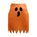 Orange Halloween ghost costume with black cartoon face and jagged hem on white background - S Kids / Orange (PD-1110)