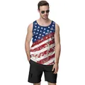 Vintage oversized men's tank top featuring distressed American flag print and navy trim - S / Retro USA Flag Style (CN030-1002)