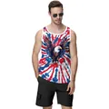 Men's Independence Day eagle print tie-dye vest in red, white and blue colors - S / Tie-dye Eagle Flag Style (CN030-1004)