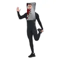 Halloween costume featuring a bloody cleaver knife headpiece and black jumpsuit - M / Bloody Sharp Knife Style (PD-1126)