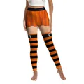 Legging de yoga Halloween à rayures orange et noires avec imprimé fantôme - S / Style Rayé Jupe Citrouille Orange (XG013-1031)