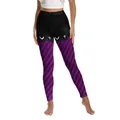Halloween-legging met paarse en zwarte diagonale strepen en vleermuis-patroon print - S / Paarse en Zwarte Diagonale Strepen met Vleermuis Patchwork (XG013-1039)