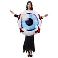 Costume d'oeil de monstre d'Halloween avec iris bleu et robe maxi noire dentelée - M / Globe oculaire