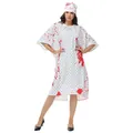 Halloween horror blood-stained dress and headscarf set for adult cosplay and stage performance - M / White Bloodstain Style (CG053-1001)