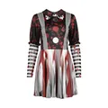 Robe de clown d'Halloween avec imprimé éclaboussures de sang et manches rayées - Style Rayures Radiales à Pois (CG057-1006)