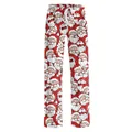 Women's red Christmas lounge pants with cartoon Santa Claus print and drawstring waist - S / Cartoon Santa Claus Head (CG025-1006)