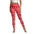 Women's high waist Christmas leggings with red reindeer and snowflake digital print - S / Red Reindeer Style (XG013-1077)