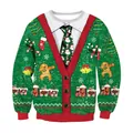 Weihnachts-Sweatshirt mit Weihnachtsmann, dabbing Lebkuchenmann und festlichen Grafiken - S / Grün Weihnachten Druck