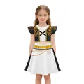 Girl's K-POP stage outfit featuring digital print crop top and matching A-line mini skirt - S(110cm) / Black White Chain Performance Style (CT022-1005)