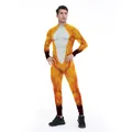Men's full body fox printed bodysuit in orange and white for costume parties - S / Fox Pattern