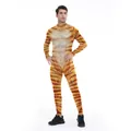 Men's tiger print bodysuit catsuit with muscle patterns for cosplay and parties - S / Tiger Print