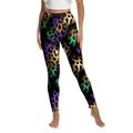 Damen Yoga-Hose mit buntem Leopardenmuster, Pailletten-Design und 3D-Digitaldruck-Effekt - S / Mehrfarbiger Patchwork-Leoparden-Stil (XG013-1094)