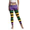 Damen High Waist Leggings mit Pailletten und Streifen 3D Druck für Yoga und Sport - S / Lila Paillettenstreifen-Stil (XG013-1092)