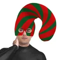 Cappello natalizio a strisce rosse e verdi con maschera integrata a spirale - Stile a Righe Rosso E Verde (PD-1064)
