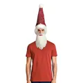 Bonnet de Père Noël rouge classique avec masque barbe blanche intégré pour cosplay d'adultes - Style Adulte (PD-1145)