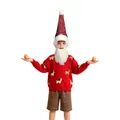 Jersey navideño rojo de punto con motivos de perros y gorro de Papá Noel con barba - Estilo Infantil (TD-1145)