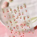 Pegatinas 5D de fresas para uñas con lazos de purpurina y diseño floral de manicura verano - M-993 Fragmentos de Vidrio Trasparentes