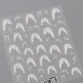 5D embossed white lace wedding veil nail stickers with bows and stars pattern TS-4075 - Snowy Veil Style (TS-4075)
