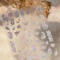 Pink and purple lily PET stickers with holographic finish and Chinese calligraphy - M-989 Pink Flower / Transparent Glass Jelly Glue