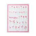5D embossed pink rose floral nail art stickers model KX329 with green leaves - Pink Rose Gingham Style (KX329)