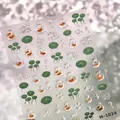 Nagelsticker M-1024 met 3D-reliëf van goudvissen en groene lotusbloemblad ontwerpen - M-1024 Jelly Stijl