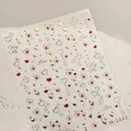5D reliëf hart nagelstickers met goud en rood chroom finish en Love spreuken - M-1022 Bronzenstijl (M-1022) / Goud