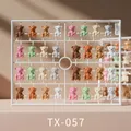 Set of 32 colorful textured resin bear nail art charms in multi-color variety pack - TX057 Mixed Colors