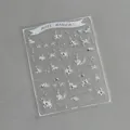 Stickers ongles 3D argentés avec motifs élégants de fleurs et papillons en relief - Argenté