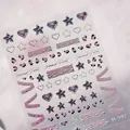 Rosa Leopardenmuster 3D-Nagelaufkleber mit Herz- und Schleifenmotiven, Modell M-992 - Rosa Leopard Silberfolien-Stil (m992)