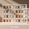 3D resin bear charms in multiple colors on a mold frame for DIY nail art and crafts - Tx063