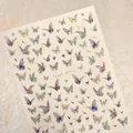 Adesivi per unghie farfalla 3D con stampa dorata in tonalità lavanda e blu - M-1068-Oro Colorato