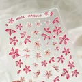 3D embossed floral nail stickers featuring pink and white flower designs with 3D texture - Pink and White Floral (KX475)