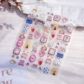 Japanische Cartoon-Nagelaufkleber M-1140 mit Glitzer-Katzen und Herz-Motiven - Cartoon Katze Relief Stil (M-1140)