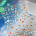 Pegatinas de uñas de peces dorados M-1102 con peces naranjas y motivos de burbujas - Estilo Fragmentos de Vidrio Transparentes Y Pegamento de Gelatina (M-1102)