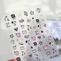 3D embossed nail art stickers with cute puppy, cherry and floral patterns in model M-1202 - Metallic Gold Style (M-1202-彩金)