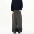 Pantaloni vintage da uomo in cotone grigio scuro con taglio dritto e vestibilità comoda - 3XL / Grigio