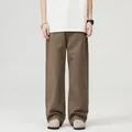 Pantaloni vintage in cotone a gamba dritta marrone lavato con vestibilità ampia workwear - 3XL / Marrone
