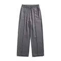 Men's ice silk straight leg trousers in dark grey with elastic drawstring waist - S / Gray