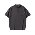 Polo a maniche corte in cotone grigio scuro con tasca etichettata 1977 e colletto classico - 3XL / Grigio