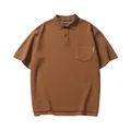 Polo marrone a maniche corte con etichetta 1977 e taschino sul petto in cotone piqué - 3XL / Marrone